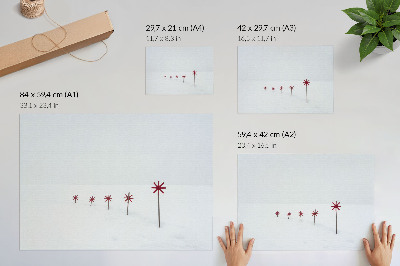 Poster till sovrum Minimalistiska vintervita och röda stjärnor