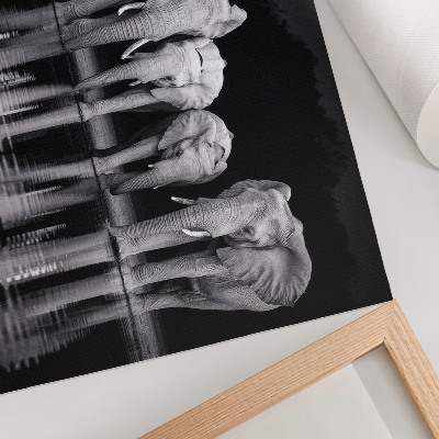 Stilren väggposter Elefanter vid vattnet, fridfull harmoni och reflektion