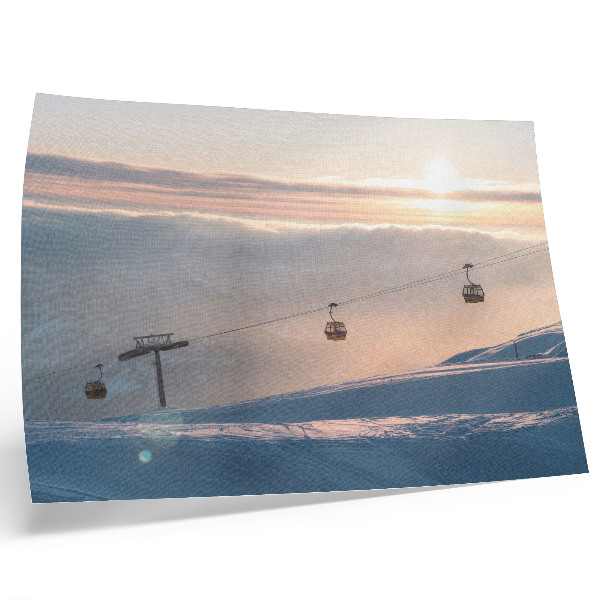 Poster Vinterlandskap med linbana
