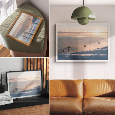 Poster Vinterlandskap med linbana