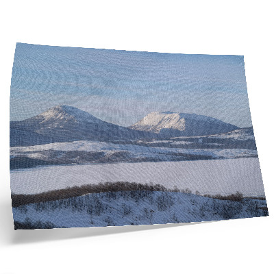 Poster till sovrum Snöiga berg vinterlandskap klar himmel