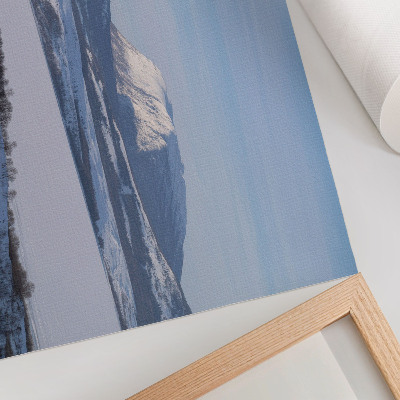 Poster till sovrum Snöiga berg vinterlandskap klar himmel