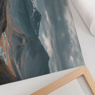 Stilren väggposter Stämningsfulla berg, orange bäckar, dramatiska moln