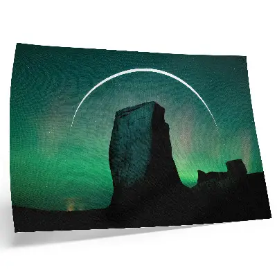 Poster till sovrum natthimmel med stenar i gröna toner och kosmisk atmosfär