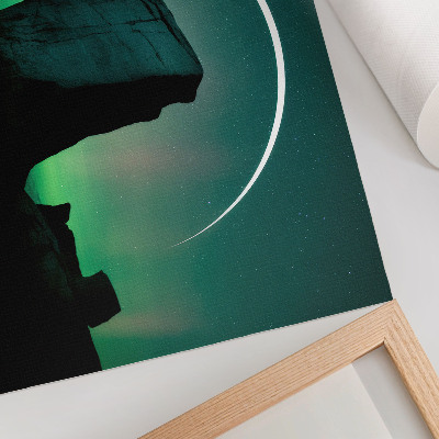 Poster till sovrum Natthimlen stenar gröna toner kosmisk atmosfär