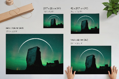Poster till sovrum Natthimlen stenar gröna toner kosmisk atmosfär