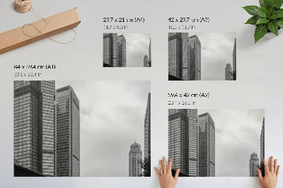 Stilren väggposter Monokromatiska moderna stadsskyskrapor