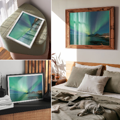 Poster till sovrum Norrsken över havet, en magisk atmosfär