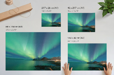 Poster till sovrum Norrsken över havet, en magisk atmosfär