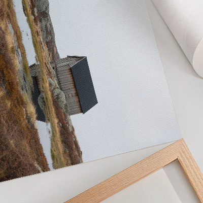Väggposter Trästuga, hedmark, lugnt vatten