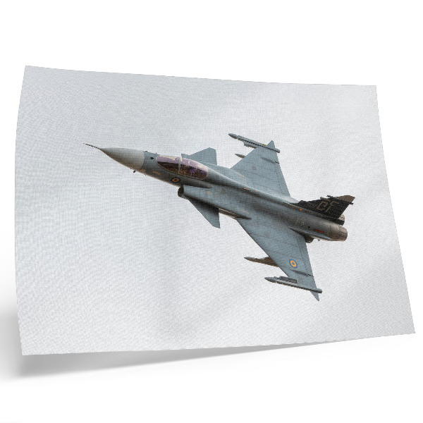 Poster till sovrum Ett modernt jaktflygplan i flygning mot himlen