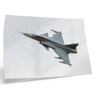 Poster till sovrum Ett modernt jaktflygplan i flygning mot himlen