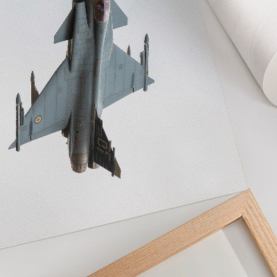 Poster till sovrum Ett modernt jaktflygplan i flygning mot himlen