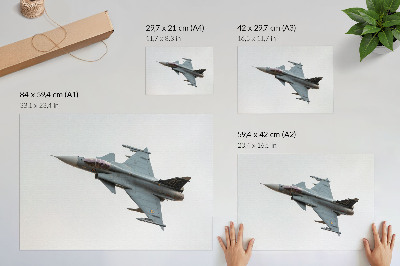 Poster till sovrum Ett modernt jaktflygplan i flygning mot himlen