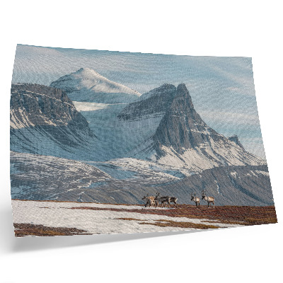 Stilren väggposter Pittoreska berg renar fred vinterlandskap