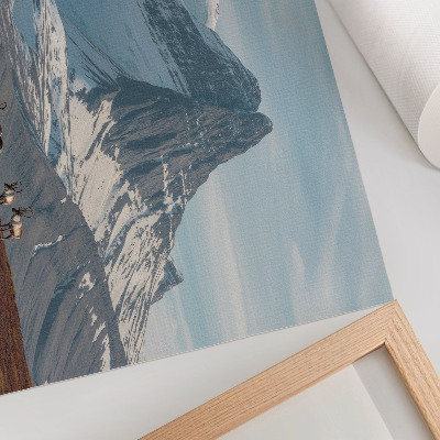 Stilren väggposter Pittoreska berg renar fred vinterlandskap