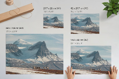 Stilren väggposter Pittoreska berg renar fred vinterlandskap