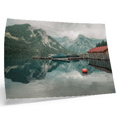 Väggposter Bergsjö reflektion fred träbåtar