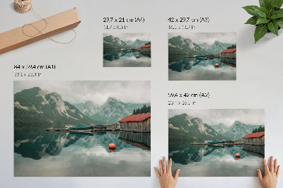 Väggposter Bergsjö reflektion fred träbåtar