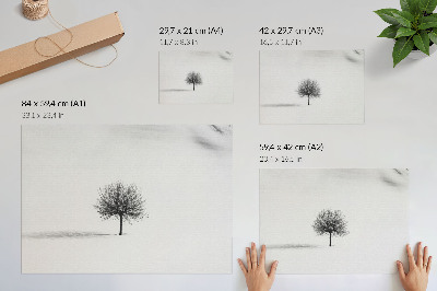 Stilren väggposter Minimalistiskt vinterträdlandskapsmotiv med harmoni