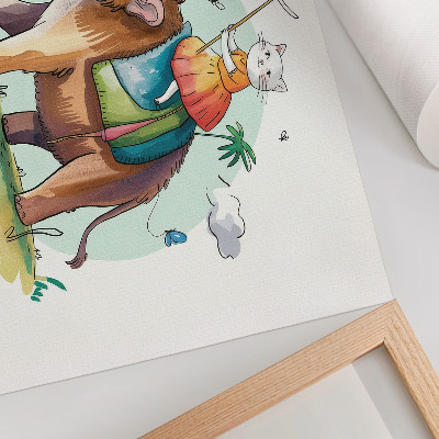 Poster till sovrum Katt på en mammutfantasi naturmagi