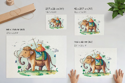 Poster till sovrum Katt på en mammutfantasi naturmagi