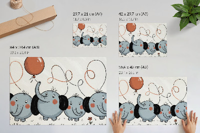 Väggposter Elefanter med ballonger, renlighet, kul, glädje