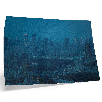 Stilren väggposter Metropolis nattljus moderna skyskrapor
