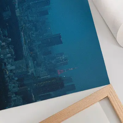 Stilren väggposter Metropolis nattljus med moderna skyskrapor