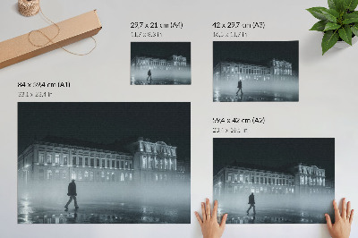 Stilren väggposter Nattstad dimma monumental byggnad