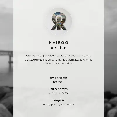 Poster med motiv av vita hus med havsutsikt i solnedgång