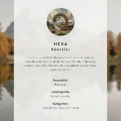 Väggposter berg med spegling i en lugn sjö vid en stuga och gyllene träd