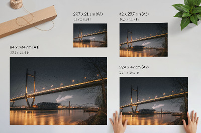 Poster till sovrum Bro på natten modern struktur lugn atmosfär