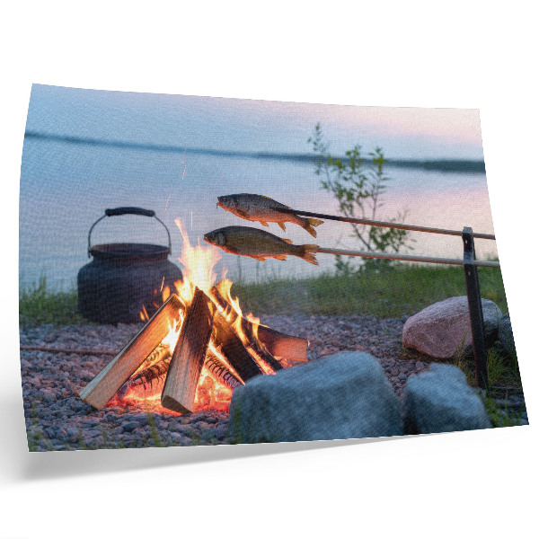 Poster till sovrum Brasa vid sjön, fisk på pinnar, naturligtvis