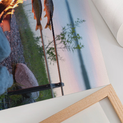 Poster till sovrum Brasa vid sjön, fisk på pinnar, naturligtvis