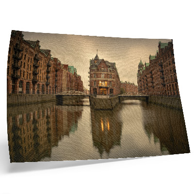 Stilren väggposter Historiska byggnader, kanaler, lugnt vatten, broar