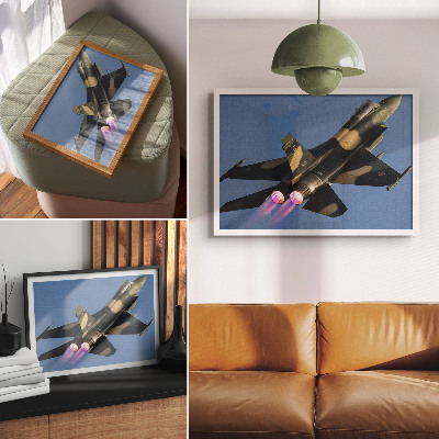 Poster till sovrum Jetplan intensiva färger himmel