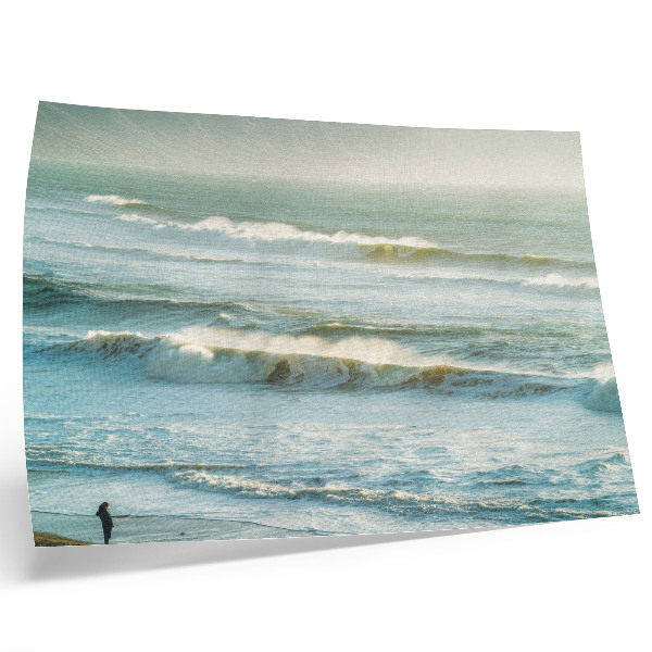 Stilren väggposter Hav, vågor, man, strand, natur, dynamik