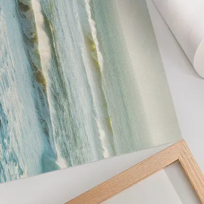 Väggposter i stilren design hav med vågor, man och natur i dynamisk stil