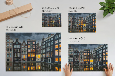 Väggposter Hyreshus vid kanalen, mysig atmosfär av reflektion