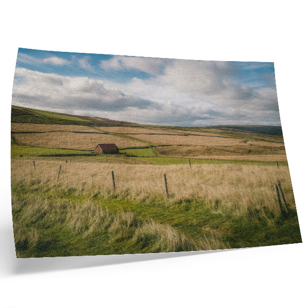 Stilren väggposter Pittoreskt landskap natur stuga ensamhet
