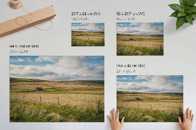 Stilren väggposter Pittoreskt landskap natur stuga ensamhet