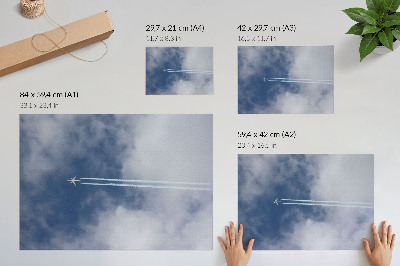 Poster till sovrum Flygplan i den blå himlen med vita strimmor