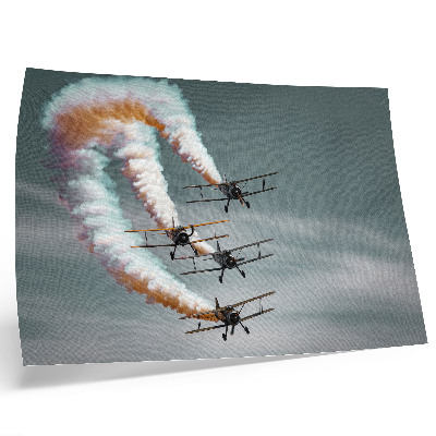 Poster Flygplan i formation med orange streck