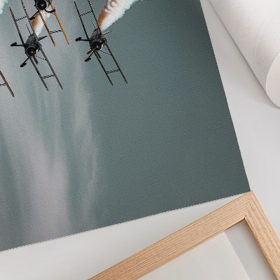 Poster Flygplan i formation med orange streck