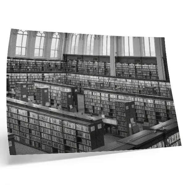 Väggposter klassisk biblioteksinteriör med trähyllor