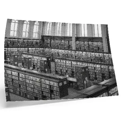 Väggposter klassisk biblioteksinteriör med trähyllor