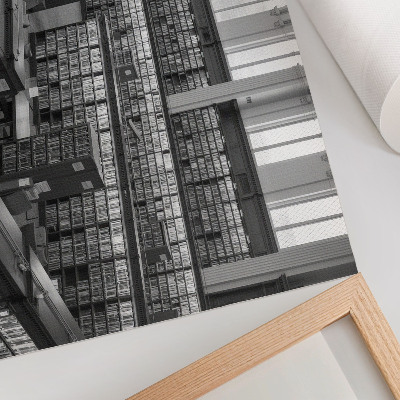 Väggposter Klassiskt bibliotek med trähyllor