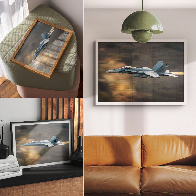 Poster till sovrum En modern jaktplan i dynamisk flygning