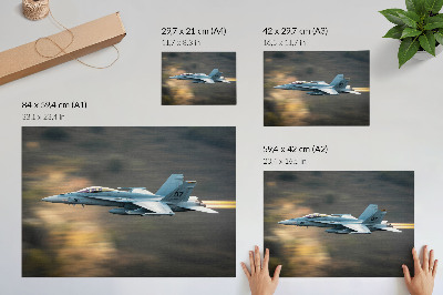 Poster till sovrum En modern jaktplan i dynamisk flygning